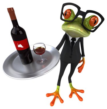 Şaraplı eğlenceli kurbağa. 