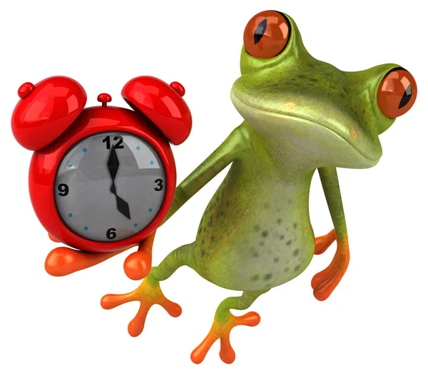 Grenouille Amusante Avec Horloge Illustration — Photo