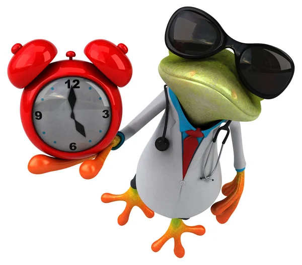 Frog Doctor Clock Illustration — Stock Photo, Image