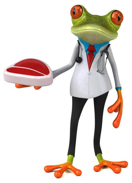 肉とカエルの医者 3Dイラスト — ストック写真