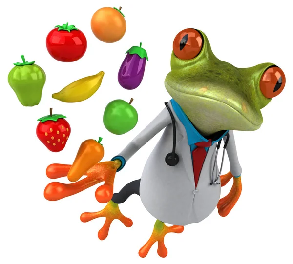 Frog Γιατρός Φρούτα Εικονογράφηση — Φωτογραφία Αρχείου