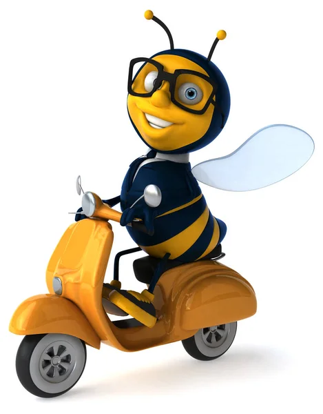 滑板车上一只商业蜜蜂的3D说明 — 图库照片