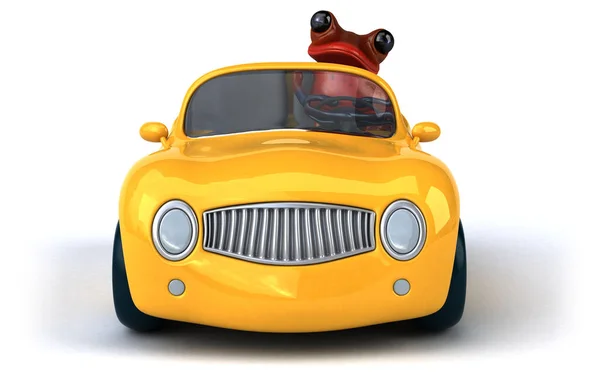 Fun Βάτραχος Στο Αυτοκίνητο Εικονογράφηση — Φωτογραφία Αρχείου