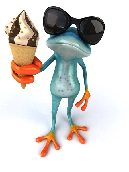 Spaßfrosch Mit Eis Illustration — Stockfoto