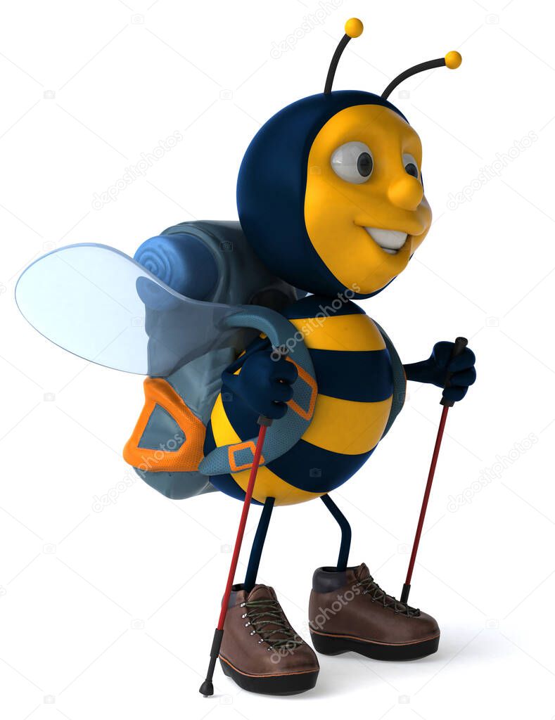 Fun backpacker bee - 3D Illustration