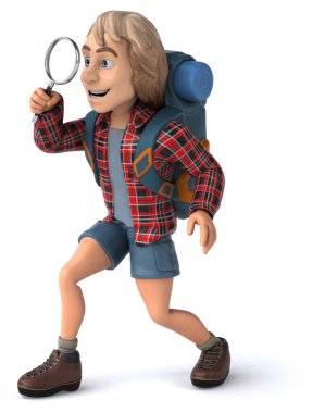 Erkek yalnız seyahat eden sırt çantalı - 3D Görüntü