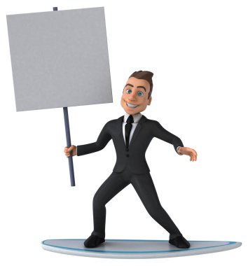 Eğlenceli 3D iş karakteri sörfü