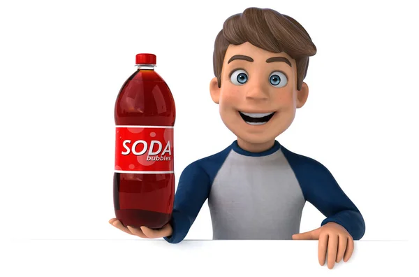 Zeichentrickfigur Spaß Teenager Mit Soda — Stockfoto