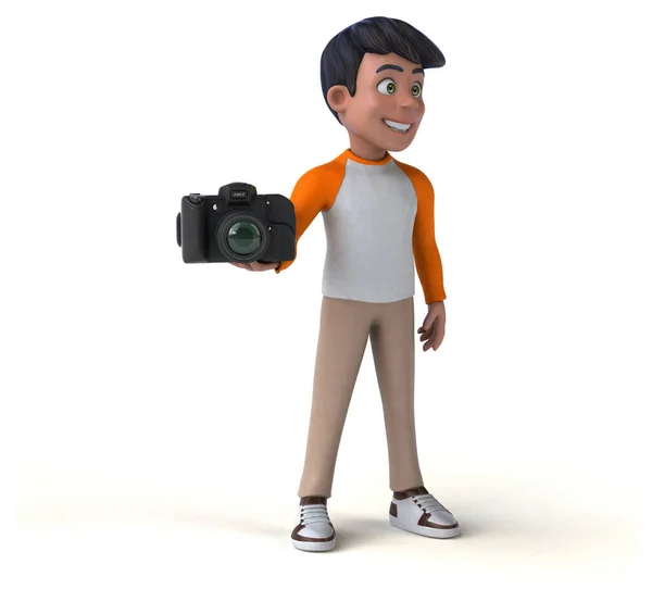 有趣的3D卡通亚洲青少年相机 — 图库照片
