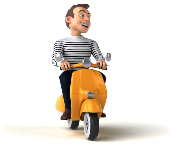 Personagem Casual Divertido Desenho Animado Scooter — Fotografia de Stock