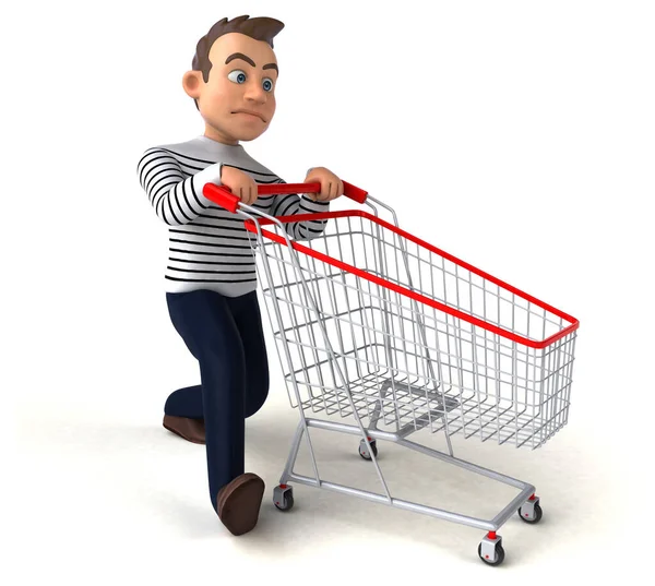 Fun Cartoon Casual Character Shopping — Stock Photo, Image