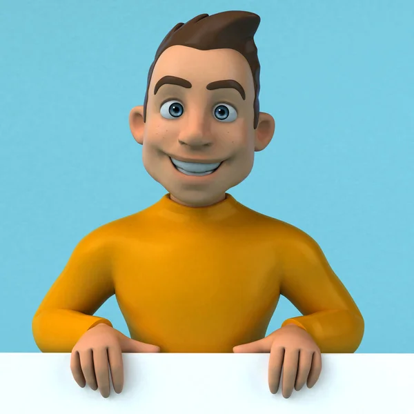 Personagem Amarelo Divertido Desenho Animado — Fotografia de Stock