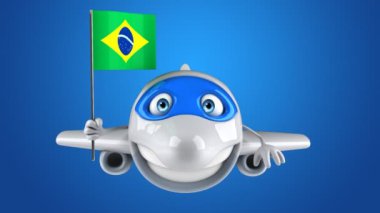 Brezilya 'da. Uçak ve ulaşım konsepti - 3D animasyon 