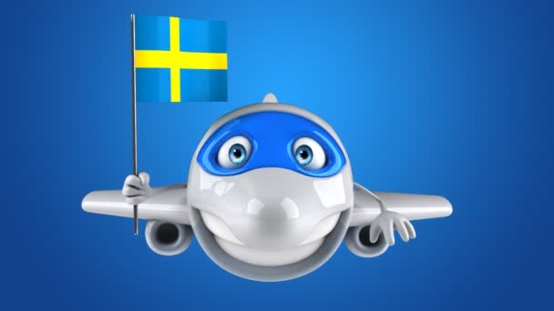 Швеция Концепция Самолета Транспорта Анимация — стоковое видео