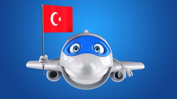 Turkey Plane Transport Concept Animation — Stock Video