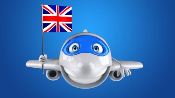 Büyük Britanya Uçak Ulaşım Konsepti Animasyon — Stok video