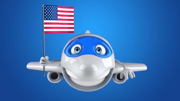 Usa Plane Transport Concept Animation — Stock Video