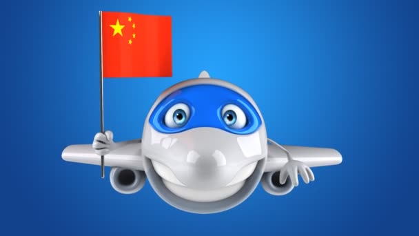 China Plane Transport Concept Animation — Stock Video