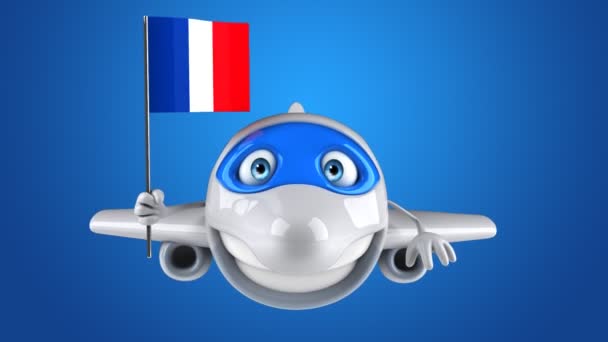 Fransa Uçak Ulaşım Konsepti Animasyon — Stok video