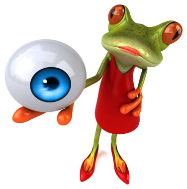 Gözü olan eğlenceli kurbağa - 3D Görüntü