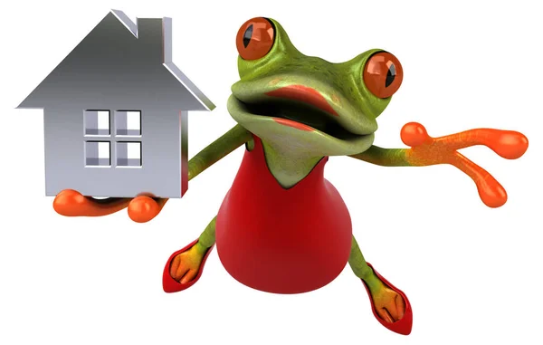 Fun Frog House Εικονογράφηση — Φωτογραφία Αρχείου
