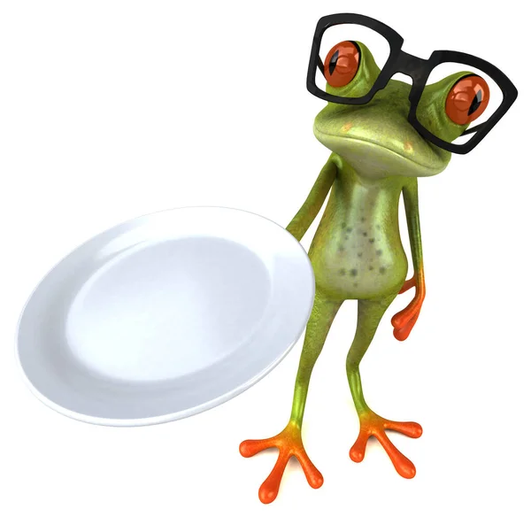 带板的有趣青蛙 3D图解 — 图库照片