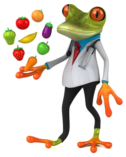 Medico Rana Con Frutta Illustrazione — Foto Stock