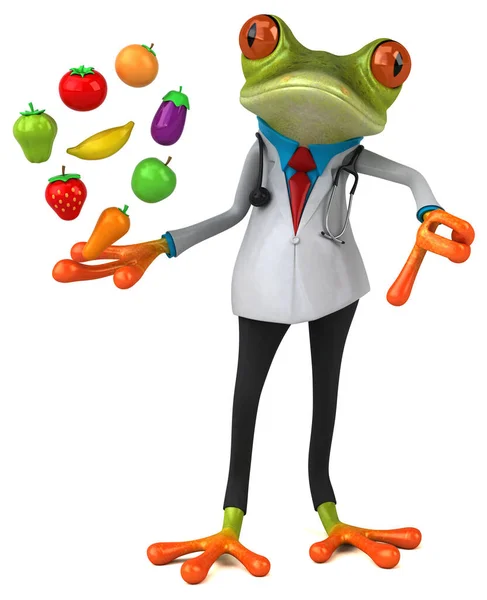 Frog Doctor Fruits Illustration — Stock Photo, Image