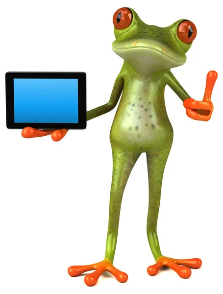 Lustiger Frosch Mit Tablet Illustration — Stockfoto