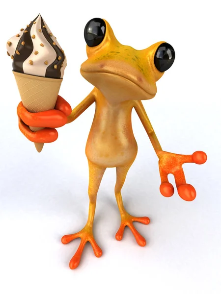 아이스크림 일러스트와 개구리 — 스톡 사진