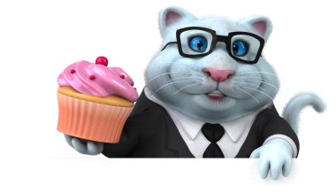 Kek ile eğlenceli kedi - 3D Görüntü