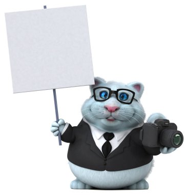 Kameralı eğlenceli kedi - 3D Görüntü