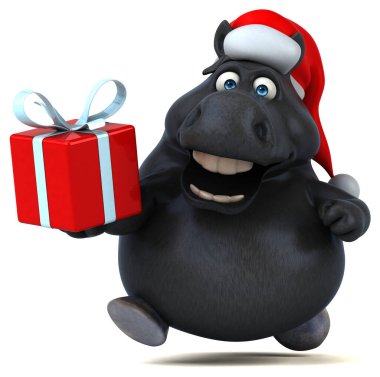 Hediye ile eğlenceli at - 3D İllüstrasyon