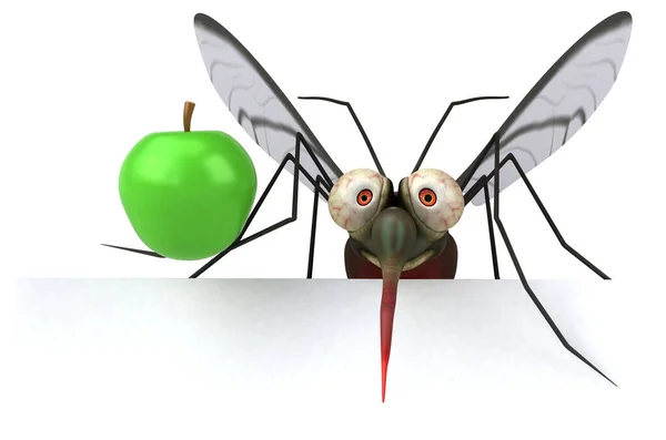 Mosquito Com Maçã Ilustração — Fotografia de Stock