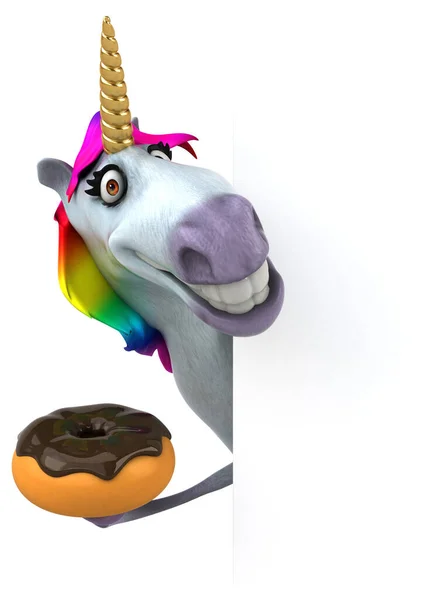 Spaß Einhorn Mit Donut Illustration — Stockfoto