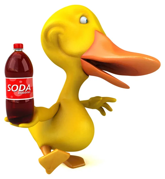 Divertido Pato Con Soda Ilustración — Foto de Stock