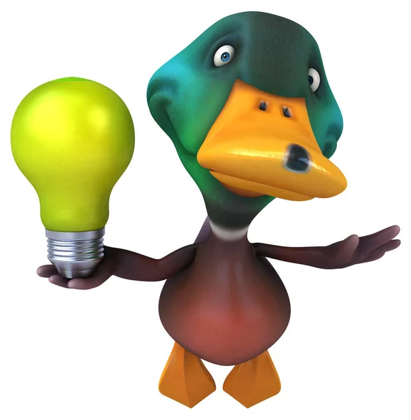Divertido Pato Con Lámpara Ilustración —  Fotos de Stock