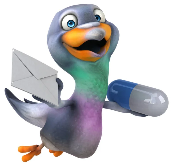 Fun pigeon  with pill - 3D Illustration