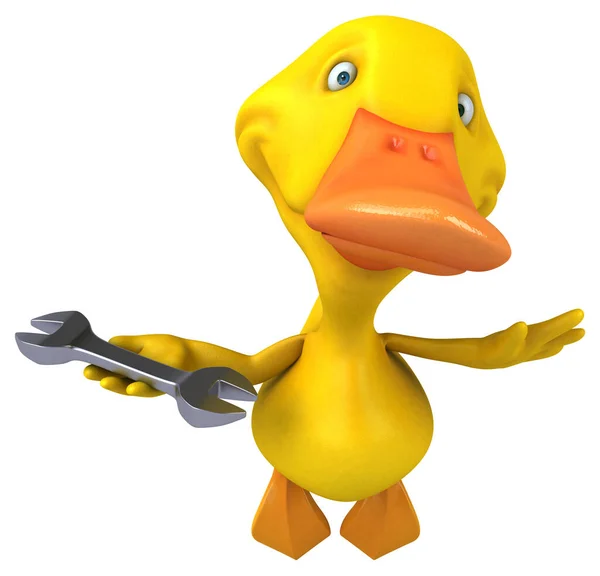 Fun Duck Mit Werkzeug Illustration — Stockfoto
