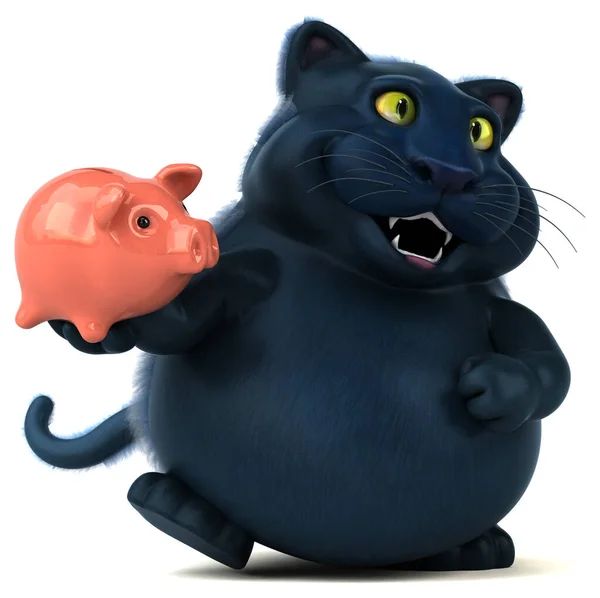 Fun Cat Piggy Bank Illustration — Stock Photo, Image