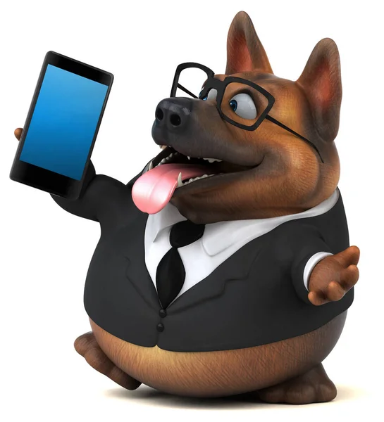 Tysk Herdehund Med Telefon Illustration — Stockfoto