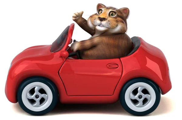Fun Katze Auf Auto Illustration — Stockfoto