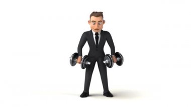 Ağırlığı olan eğlenceli iş adamı.