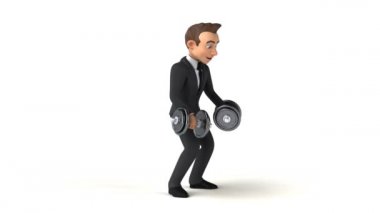 Ağırlığı olan eğlenceli iş adamı.