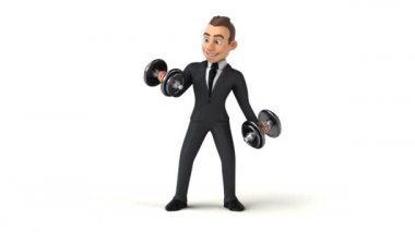 Ağırlığı olan eğlenceli iş adamı.