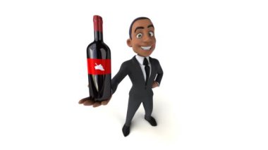 Şaraplı komik çizgi film karakteri - 3 boyutlu animasyon 
