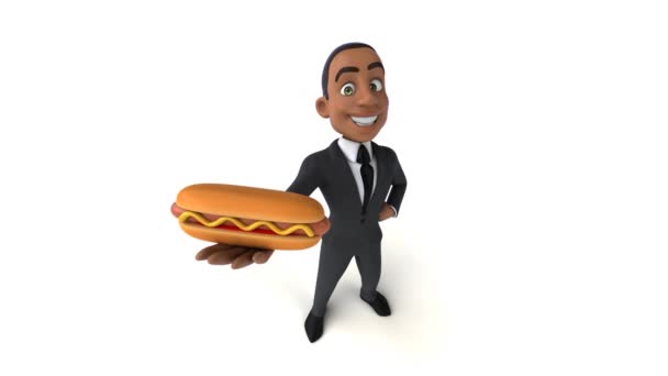 Personagem Desenho Animado Engraçado Com Hotdog Animação — Vídeo de Stock