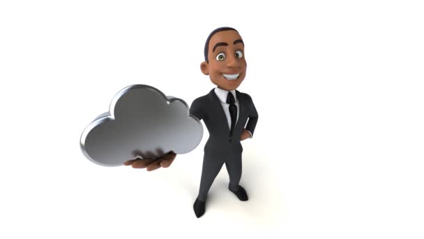 Fun Businessman Holding Cloud — Stock Video