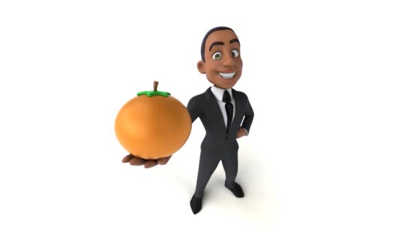 Lustige Cartoon Figur Mit Orange — Stockvideo