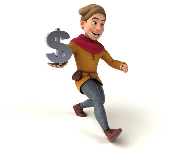 Illustration Einer Mittelalterlichen Historischen Figur Mit Dollar — Stockfoto